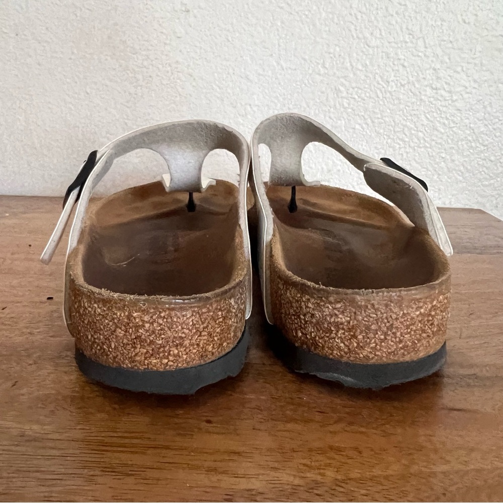 Birkenstock Gizeh White Patent Leather Sandals Size 39 L 8-8.5 Regular Wide - Picture 7 of 13